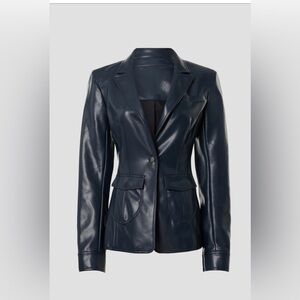 Cinq à Sept Navy Leather Blazer